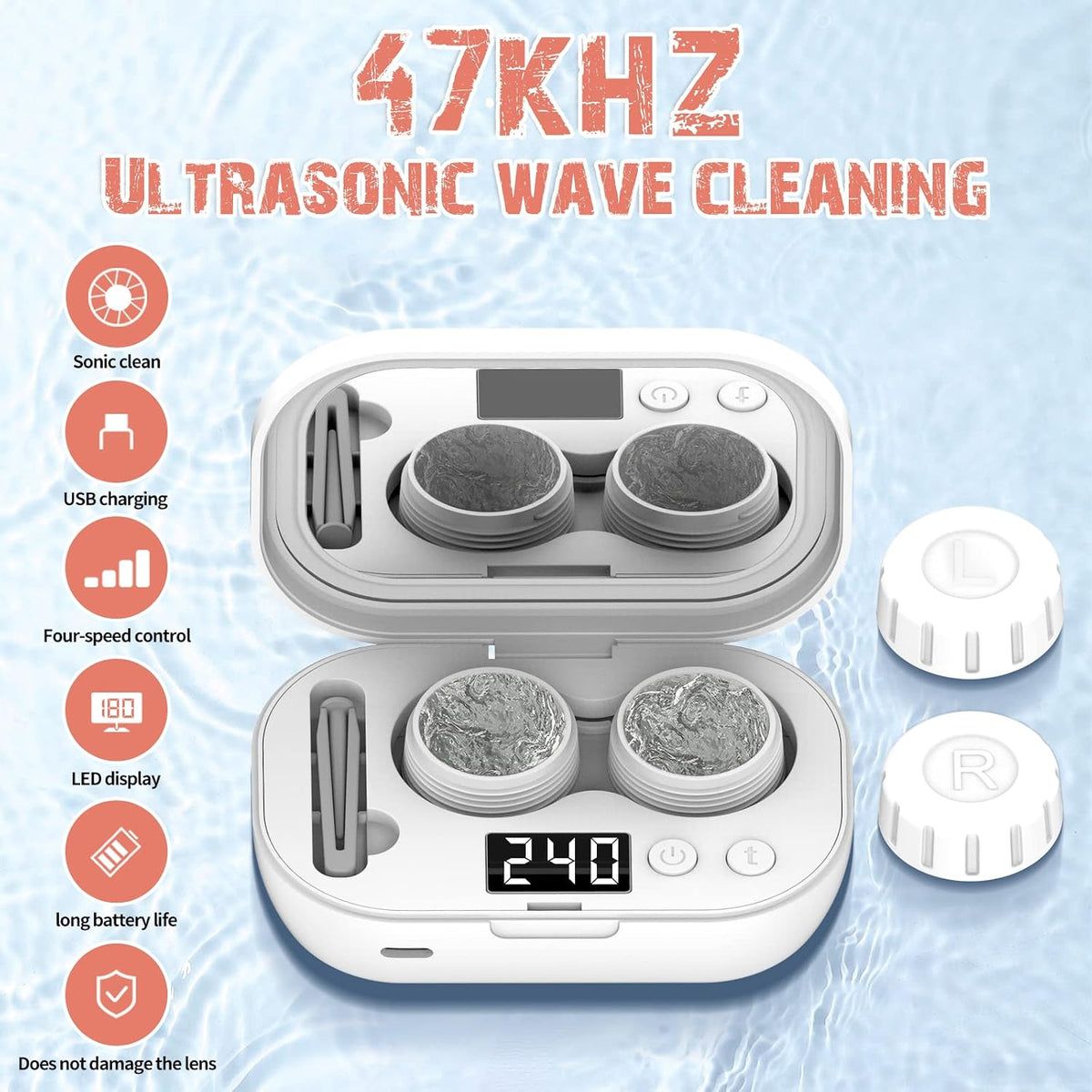 47 kHz ultrasonic contact lens cleaning technology