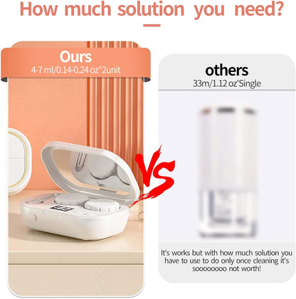 Low-solution ultrasonic contact lens cleaning