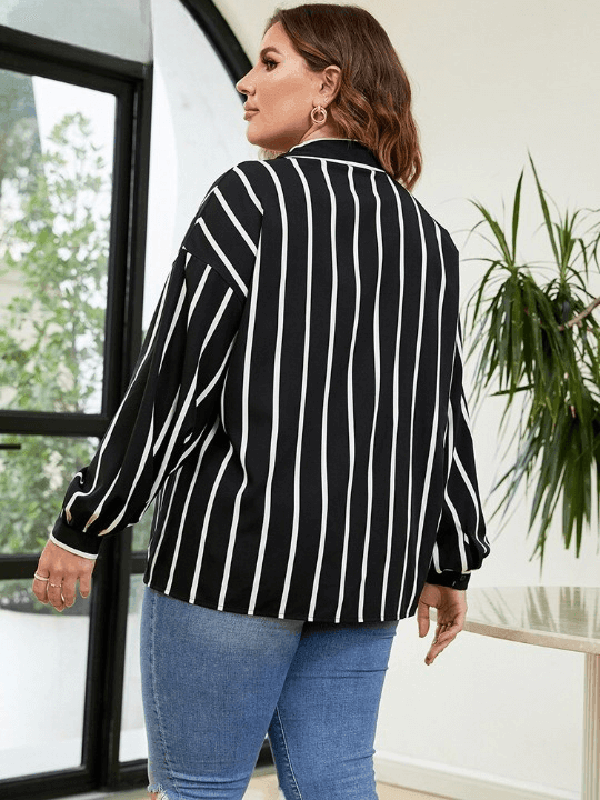 Plus Size Women's Striped Casual Shirt