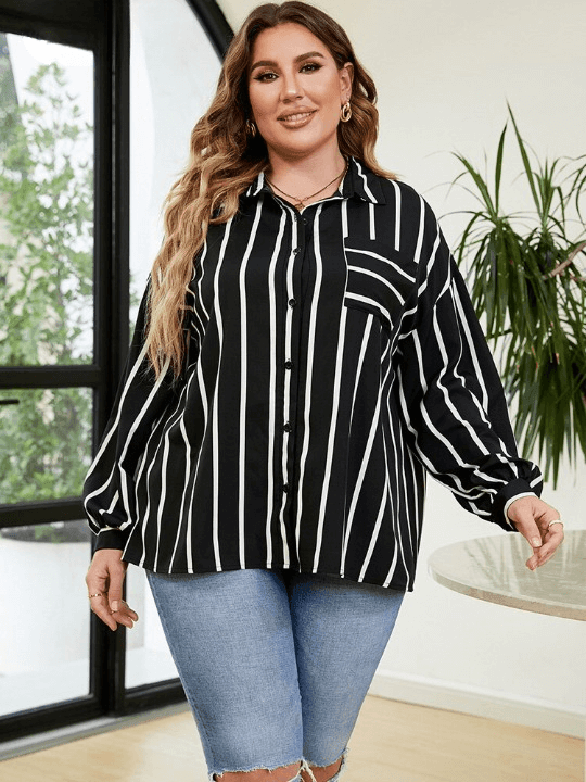 Plus Size Women's Striped Casual Shirt